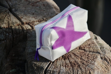 Segeltuch Kosmetiktasche eckig mit Stern in lila